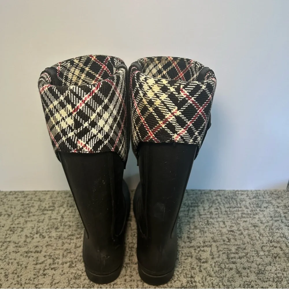 Crocs Black & Plaid Buckle Willie Rain Boots Size 11 Women’s